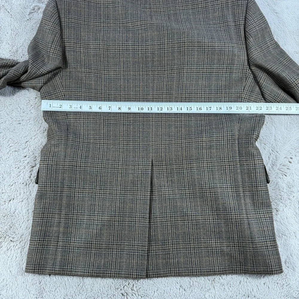 Botany 100 Lambswool Blazer Men 42 Short Brown Plaid TwoButton Sport Coat Jacket